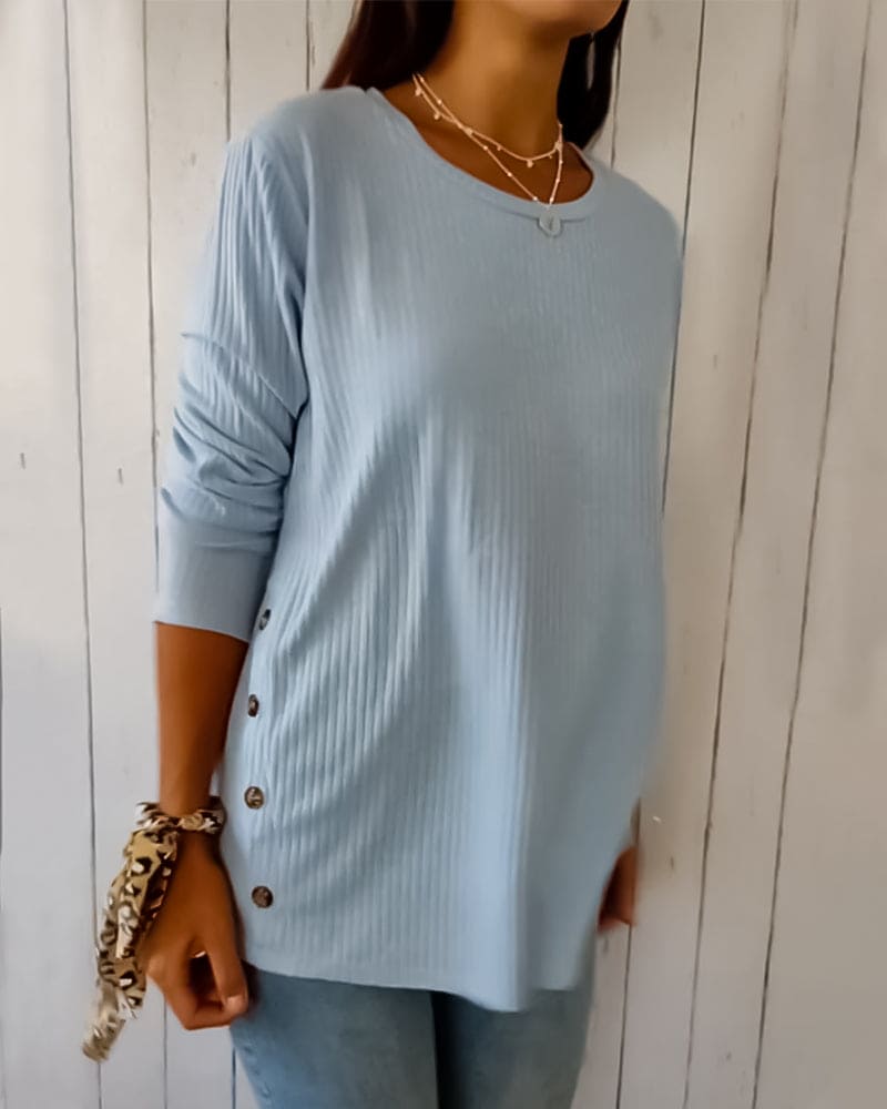 Mubilux blouse met lange mouwen en ronde hals