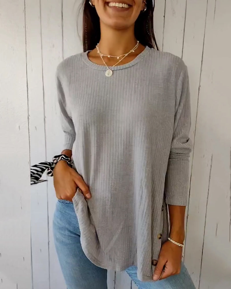 Mubilux blouse met lange mouwen en ronde hals