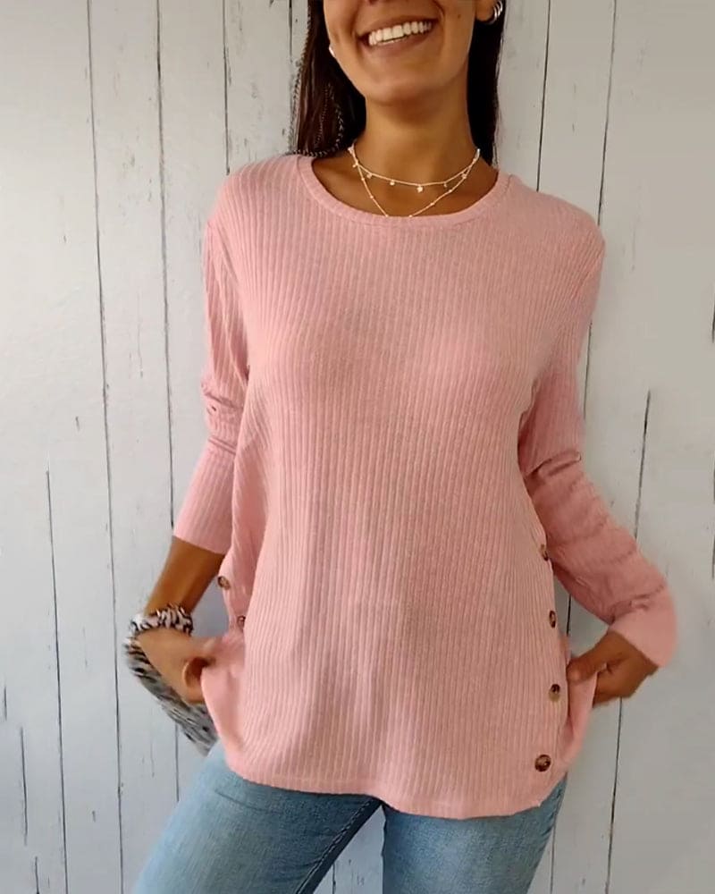 Mubilux blouse met lange mouwen en ronde hals