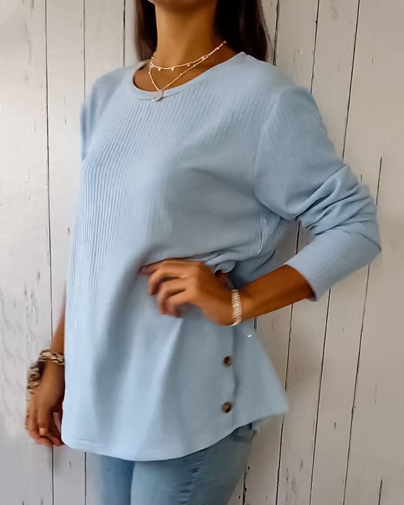 Mubilux blouse met lange mouwen en ronde hals