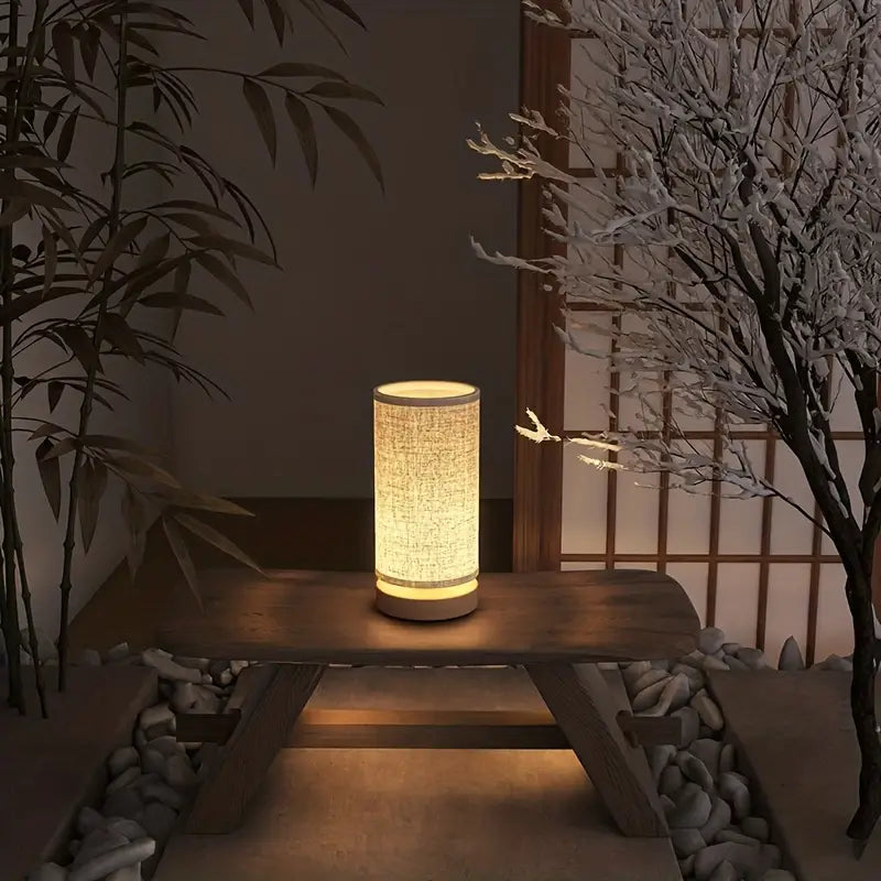 LinoGlow Lampe de nuit aspect lin - Lumière élégante et chaleureuse pour votre chambre
