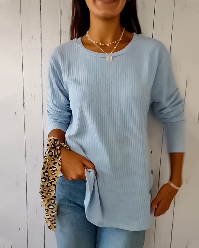 Mubilux blouse met lange mouwen en ronde hals