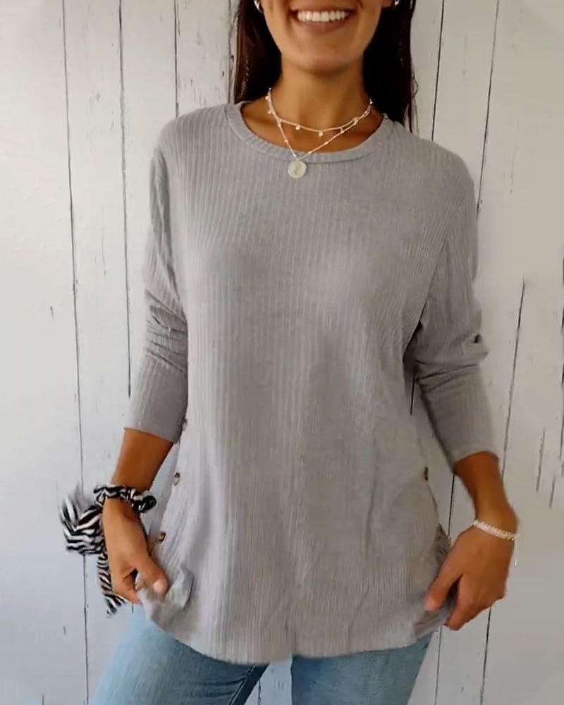 Mubilux blouse met lange mouwen en ronde hals