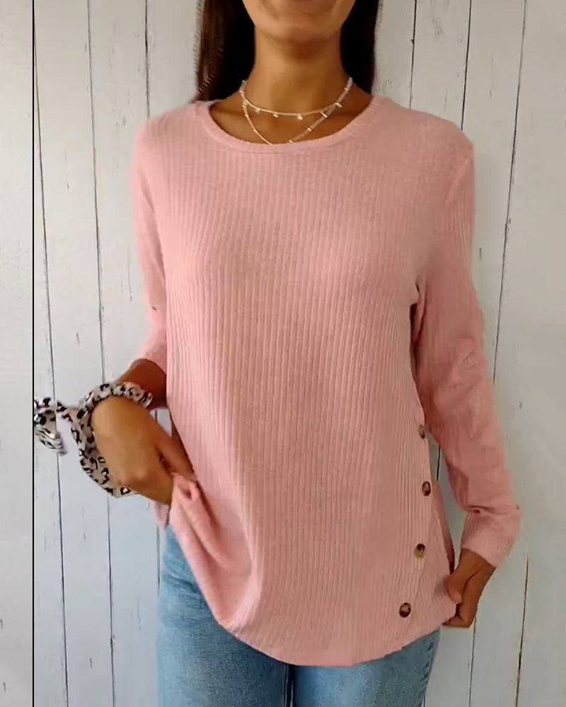 Mubilux blouse met lange mouwen en ronde hals