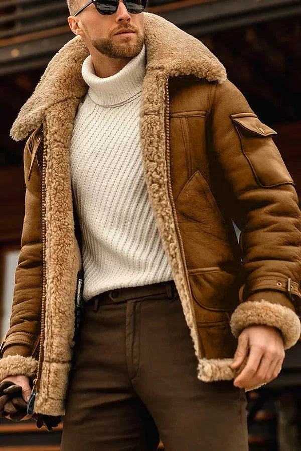 Lenz | Camel Stijlvol Vliegend Leren Jack voor Heren | Luxe en Comfort
