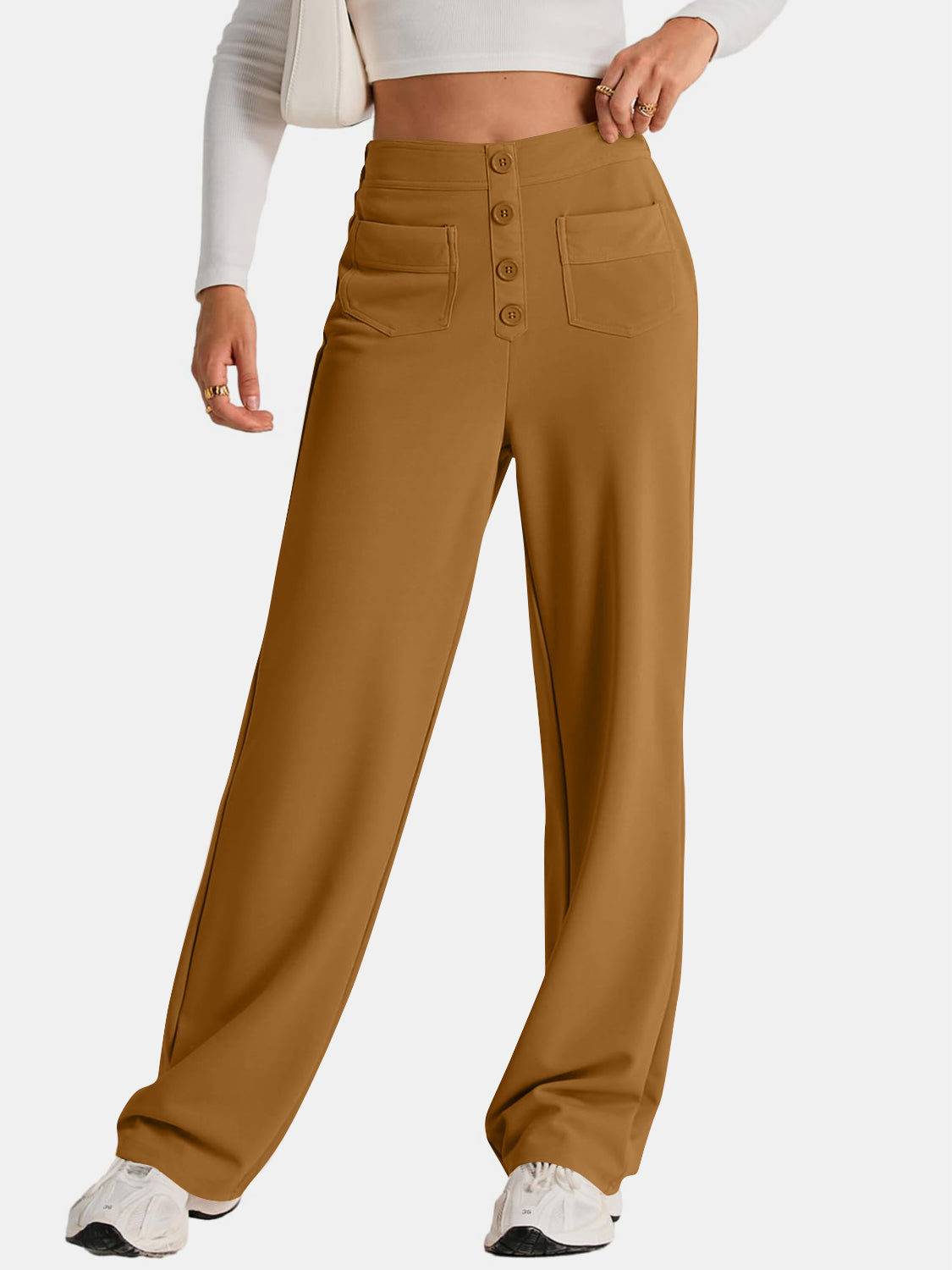 Hoge Taille Wijde Broek met Pockets - Elegant en Comfortabel