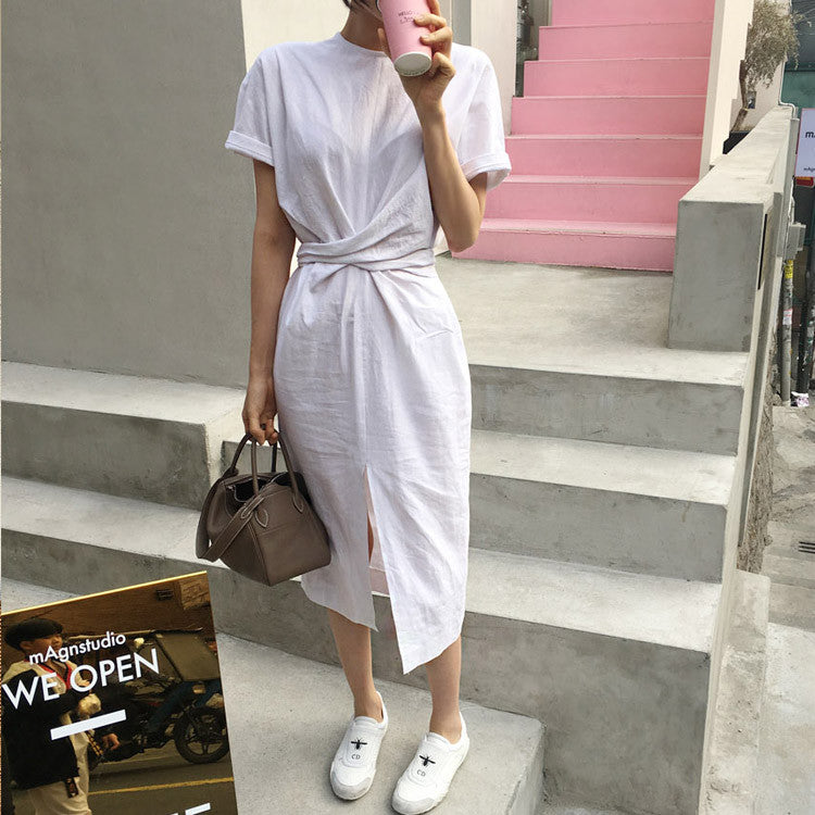Mubilux Murk | Elegante Twist Taille en Front Slit Midi Dress