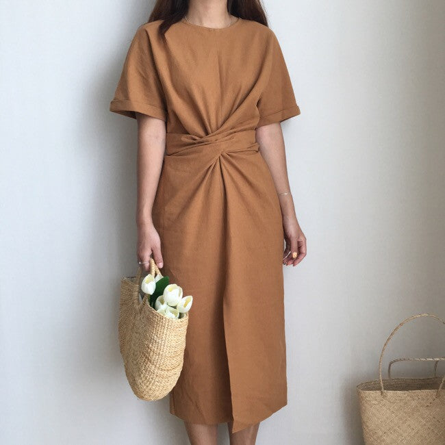 Mubilux Murk | Elegante Twist Taille en Front Slit Midi Dress