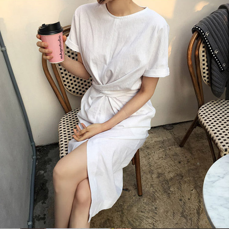 Mubilux Murk | Elegante Twist Taille en Front Slit Midi Dress
