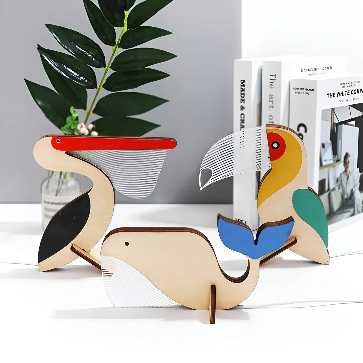 Lampe de table en bois WildGlow pour animaux - Veilleuse magique pour chambres d'enfants