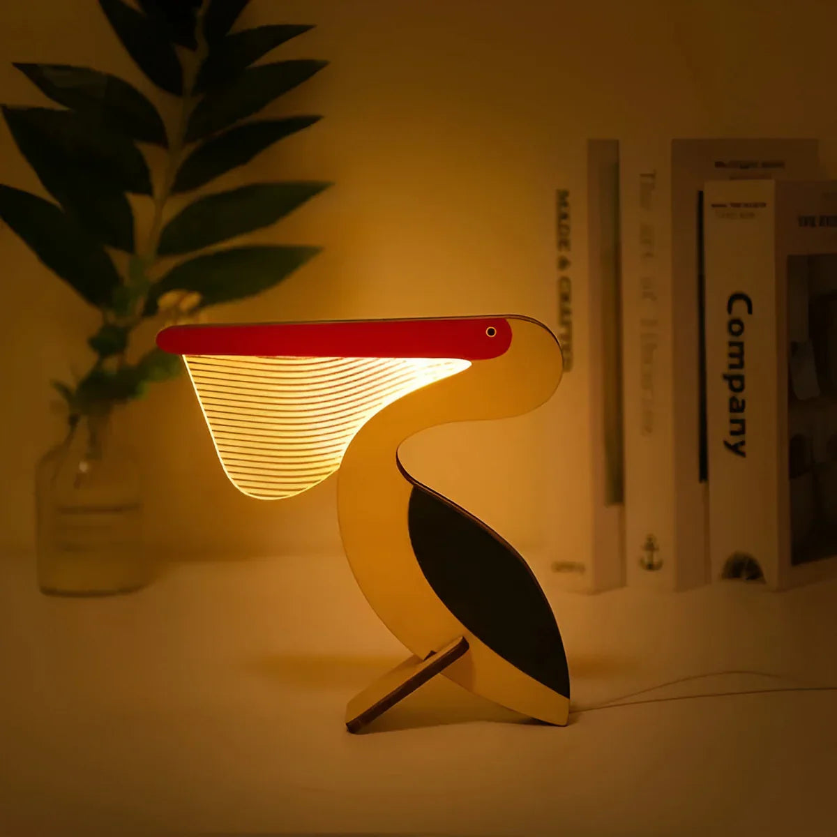 Lampe de table en bois WildGlow pour animaux - Veilleuse magique pour chambres d'enfants