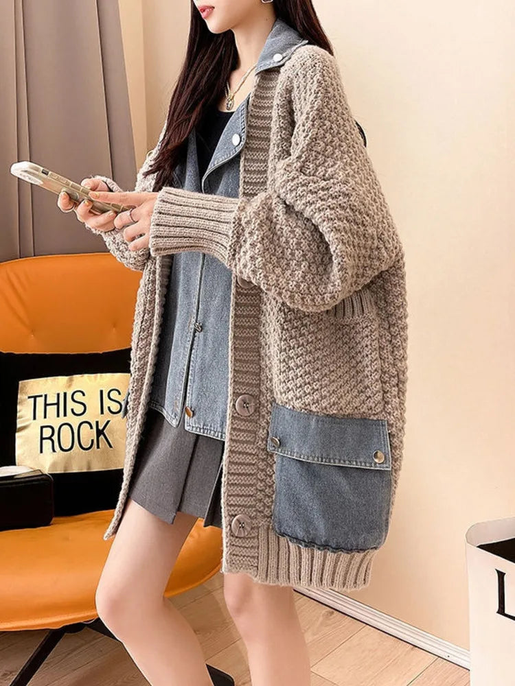 Veste oversize en denim tricoté pour femmes | Waverly