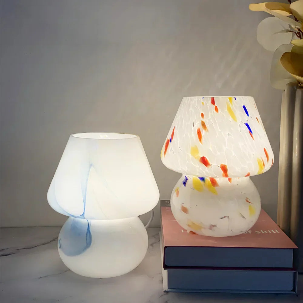 LumiMush Esthetische Glazen Paddenstoellamp met Warme Sfeerverlichting