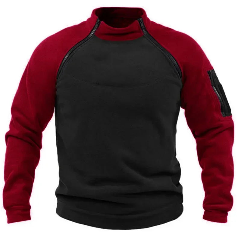 Mubilux Loi - Heren Lange Mouwen Color Block Sweatshirt met Handige Voorzak