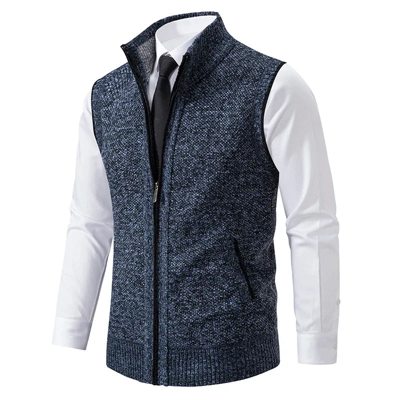 Mubilux Gelo - Herengebreid Vest met Textuur en Zijzakken, Stijlvol en Functioneel