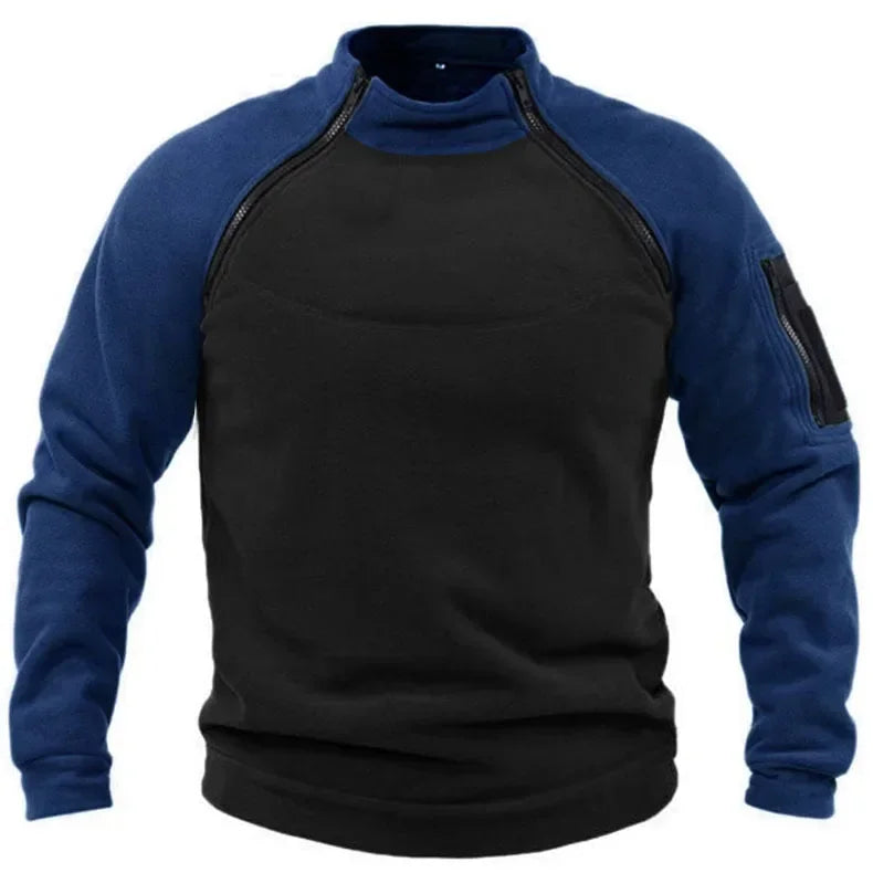 Mubilux Loi - Heren Lange Mouwen Color Block Sweatshirt met Handige Voorzak