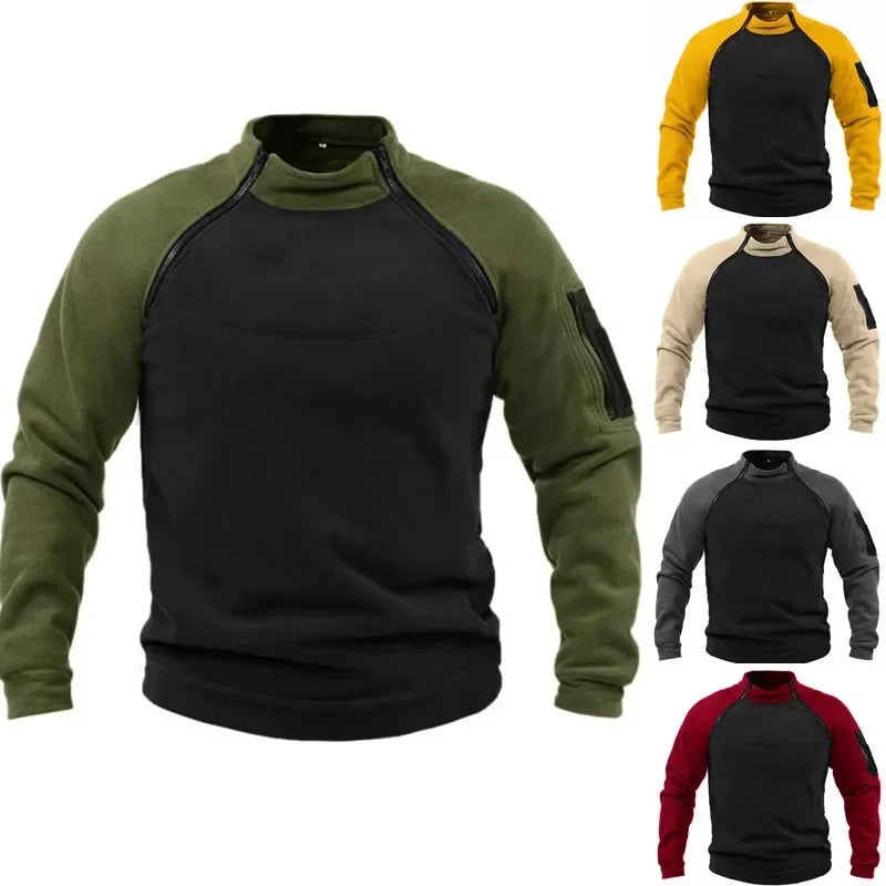 Mubilux Loi - Heren Lange Mouwen Color Block Sweatshirt met Handige Voorzak