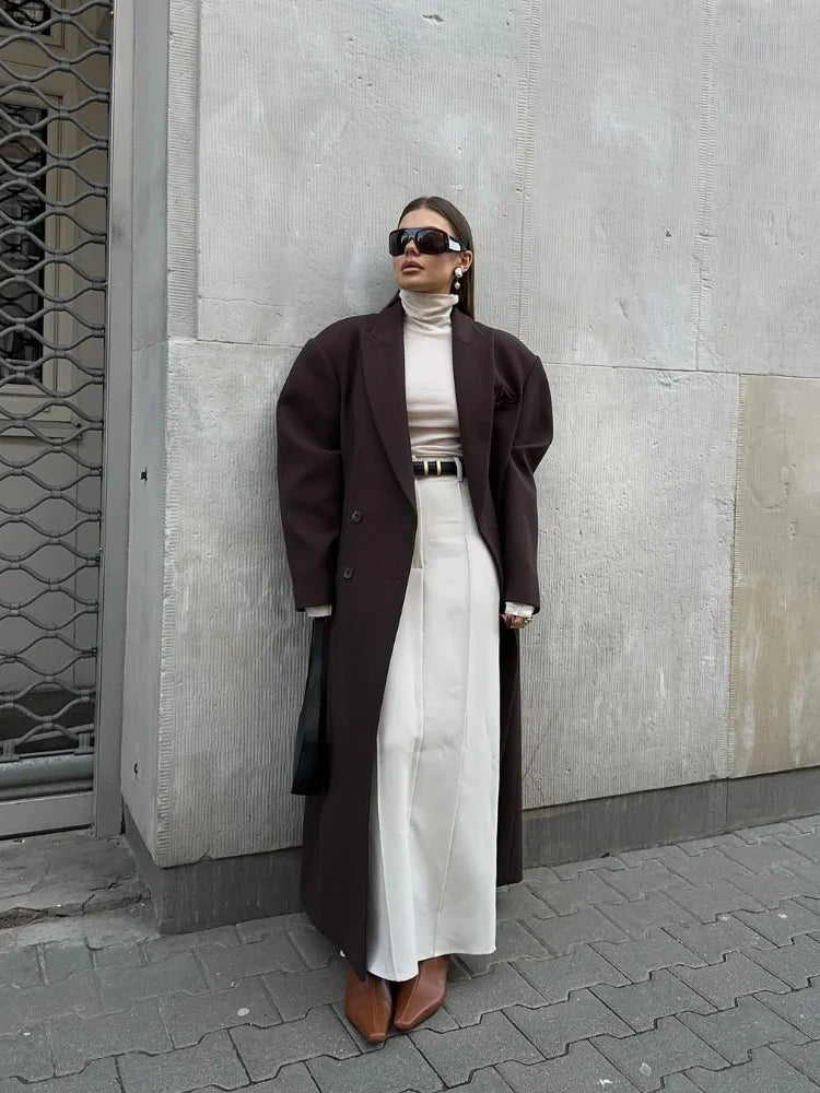 Dames Trenchcoat met Oversized Schoudervulling | Modieus en Comfortabel