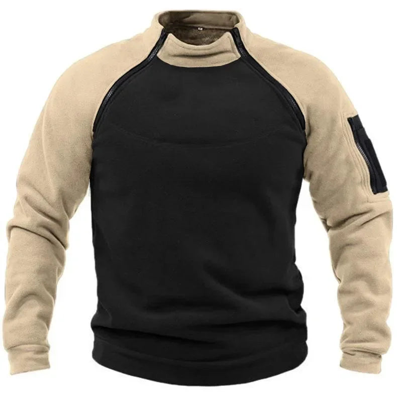 Mubilux Loi - Heren Lange Mouwen Color Block Sweatshirt met Handige Voorzak