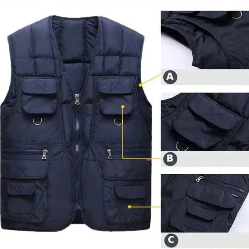 Mubilux Milo - Gilet tactique d'hiver chaud et léger pour hommes avec plusieurs poches