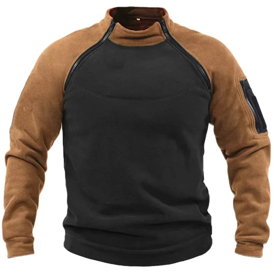 Mubilux Loi - Heren Lange Mouwen Color Block Sweatshirt met Handige Voorzak