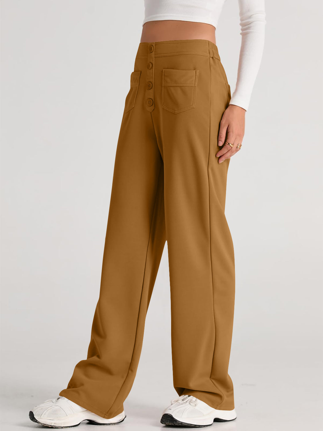 Hoge Taille Wijde Broek met Pockets - Elegant en Comfortabel