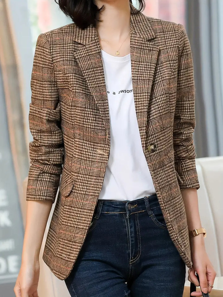 Mubilux Carlin - Geruite blazer met revers en één knoop