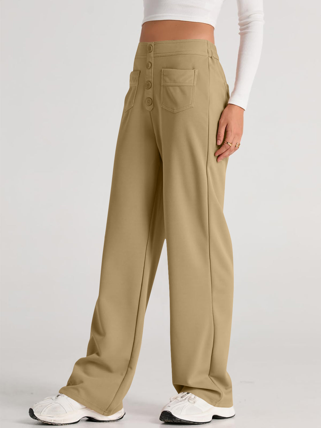 Hoge Taille Wijde Broek met Pockets - Elegant en Comfortabel