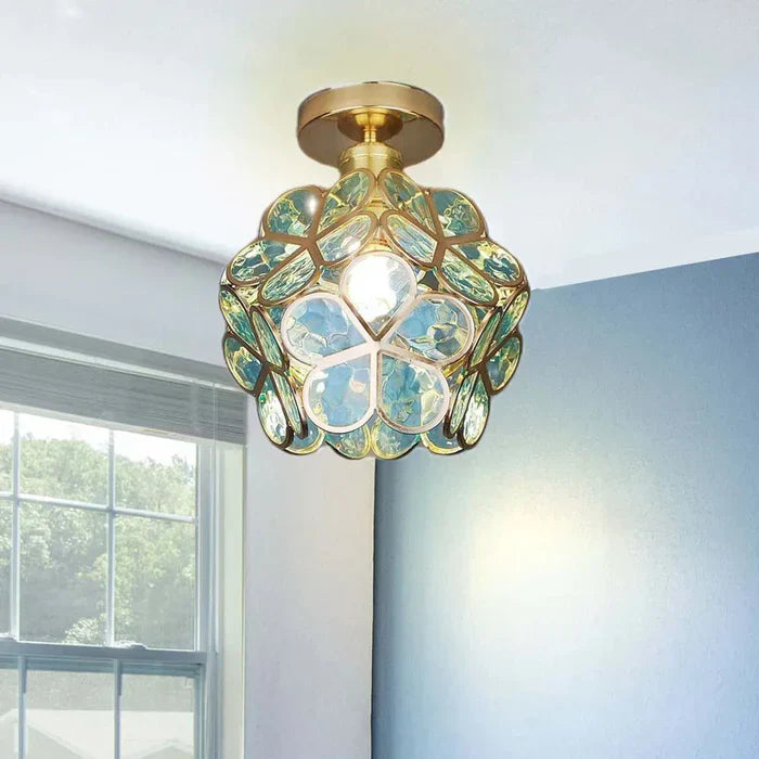 Mubilux BloomGlow | Élégant plafonnier en verre avec des fleurs pour embellir votre espace avec un style intemporel