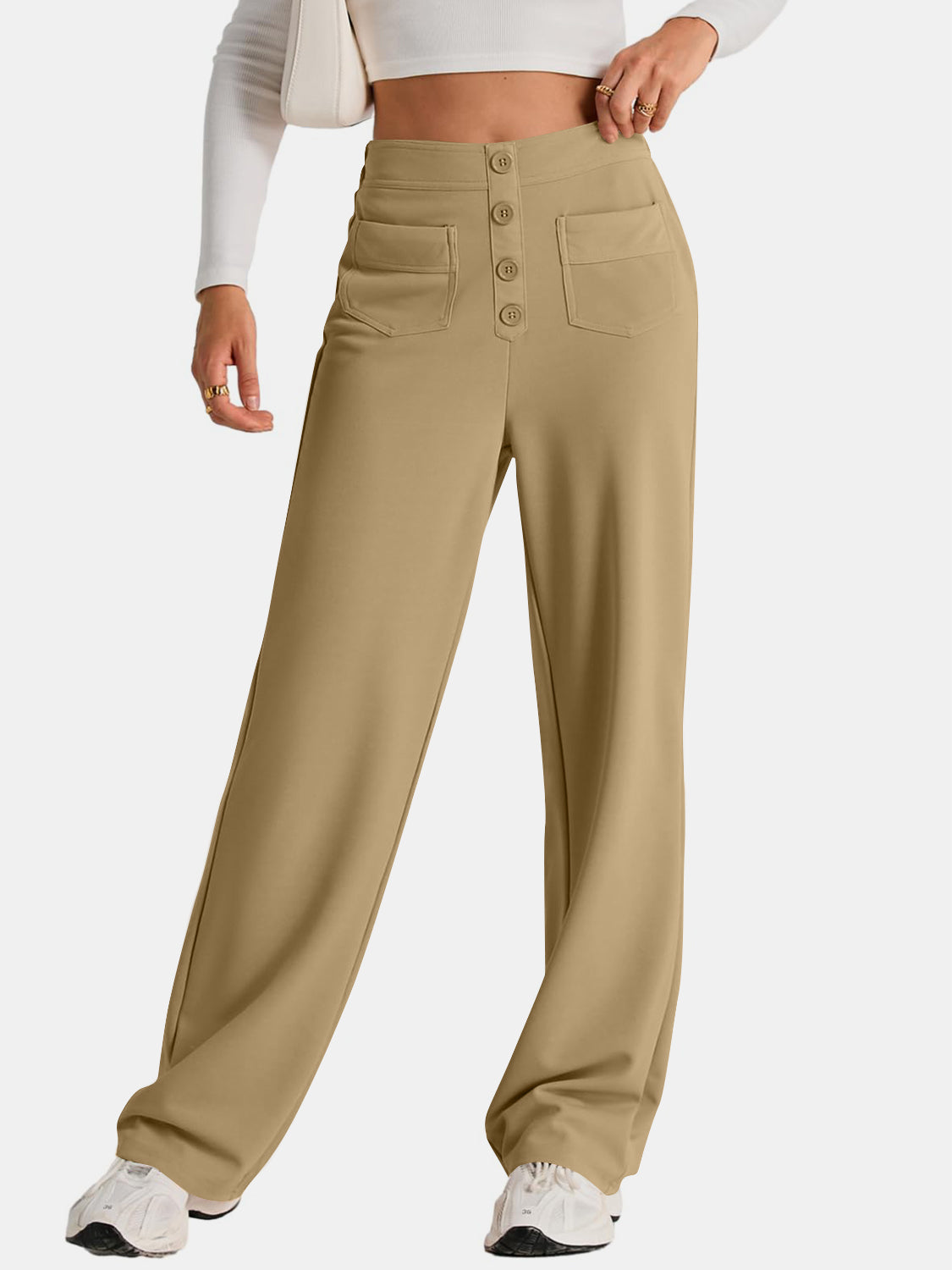 Hoge Taille Wijde Broek met Pockets - Elegant en Comfortabel
