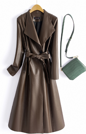 Dalarian | Lange Leren Jas voor Dames – Warm en Elegant