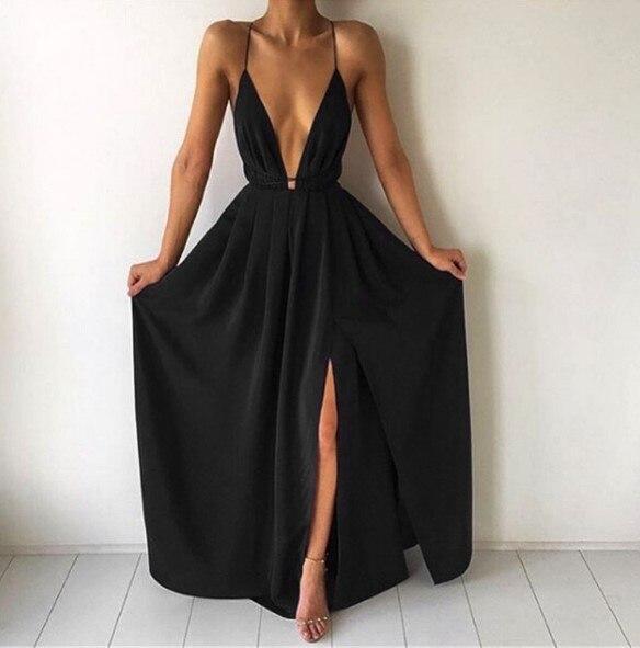 Robe Maxi avec Décolleté Profond – Élégance et Style Combinés