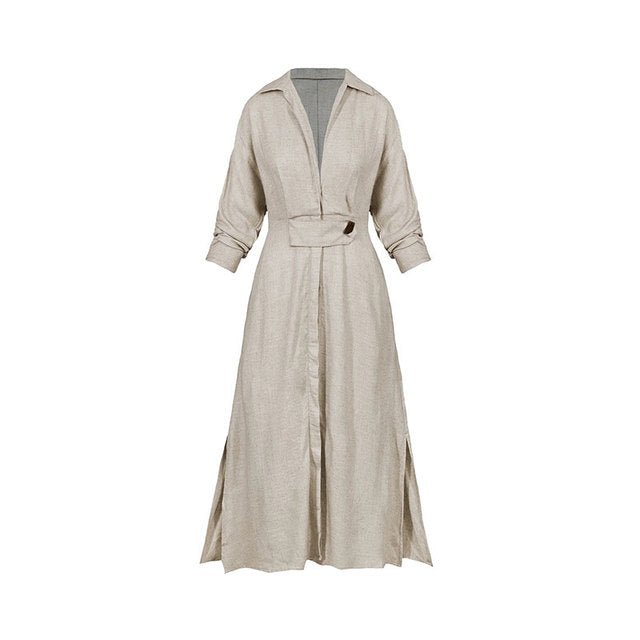 Leona – Elegante jurk met knoopsluiting voor elke gelegenheid Korte beschrijving: