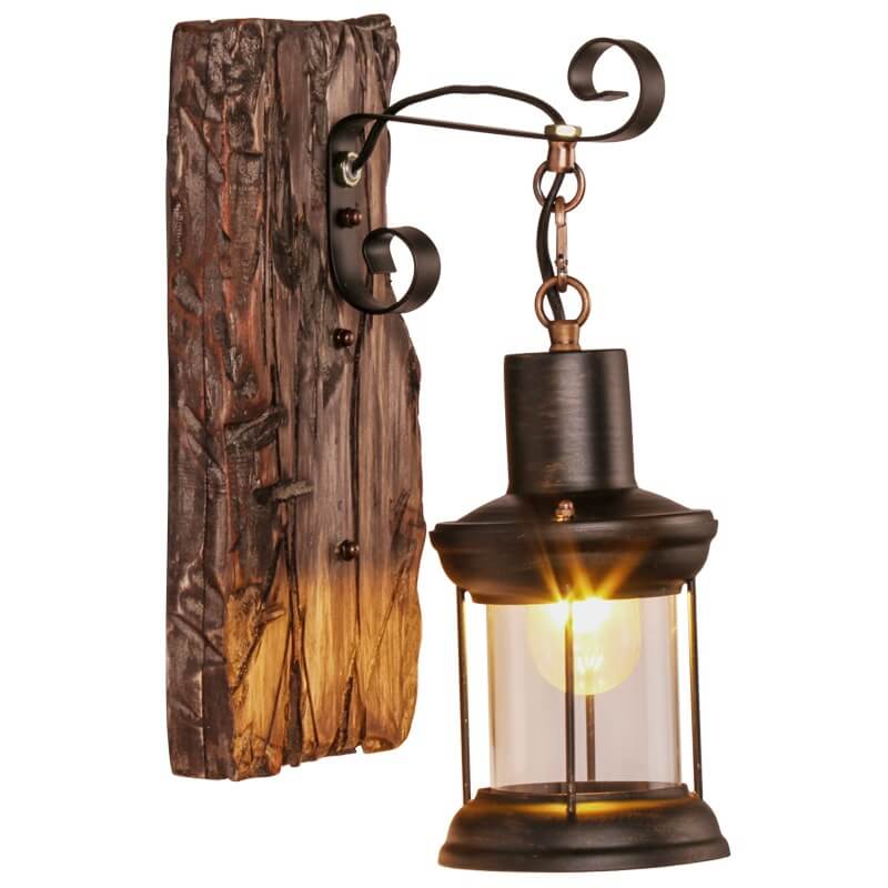 AquaChrono | Applique murale cylindrique avec verre, fer et socle en bois