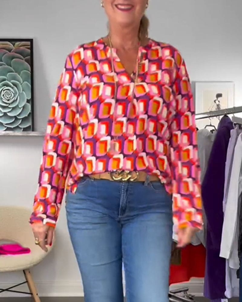 Mubilux Mila | Blouse aux couleurs contrastées et motifs géométriques