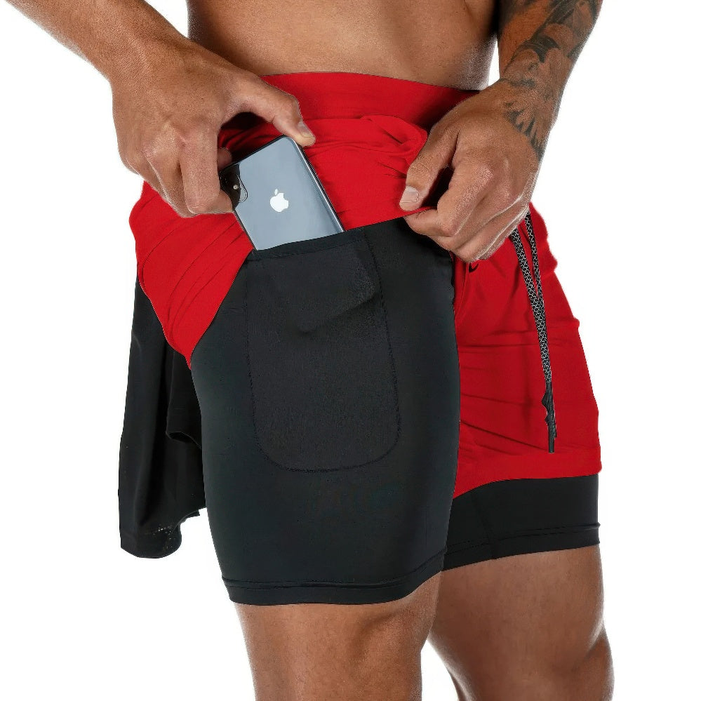 Mubilux heren camo 2-in-1 sneldrogende sportbroek