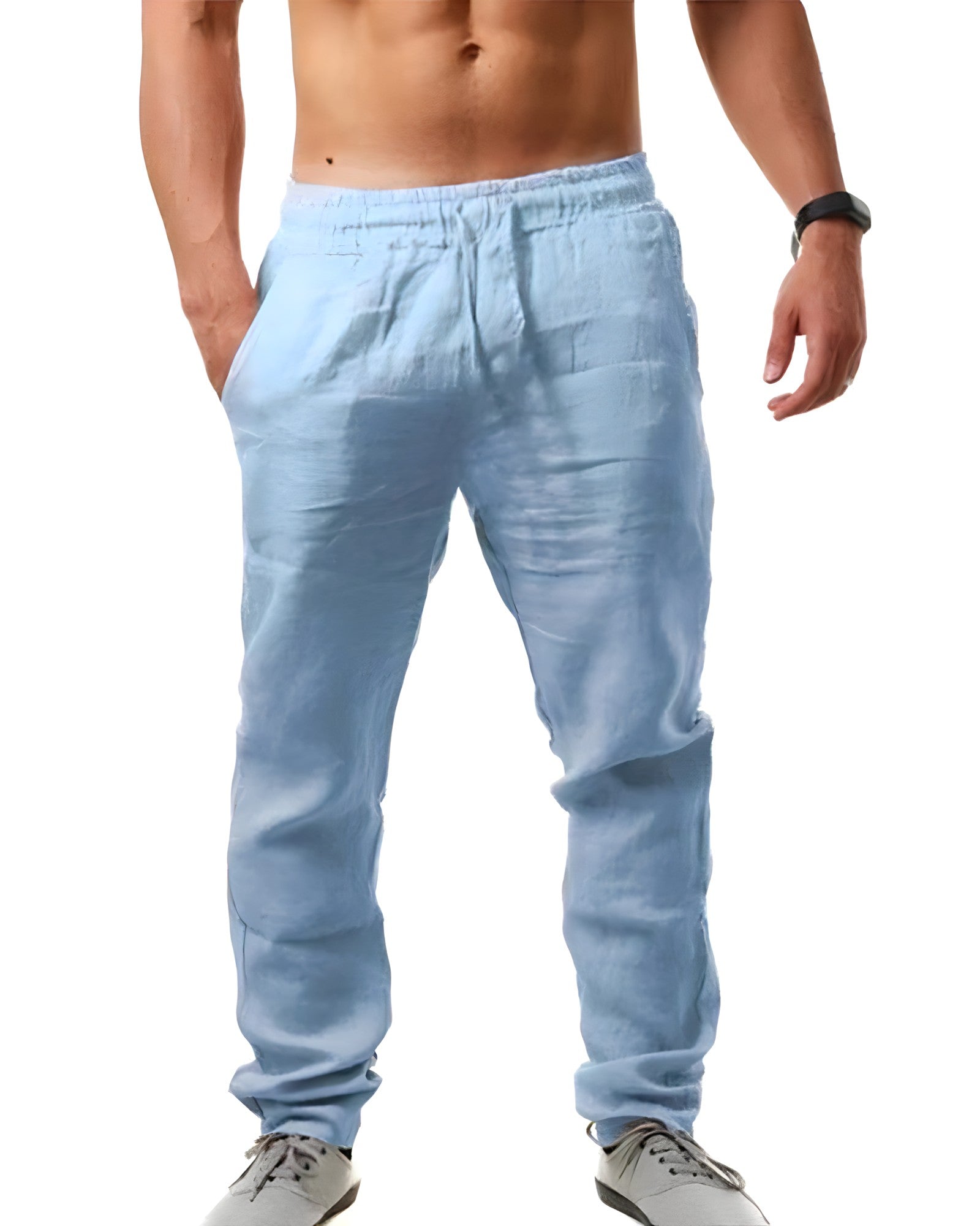 Pantalon décontracté en lin pour hommes Mubilux