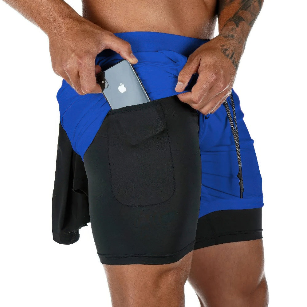 Mubilux heren camo 2-in-1 sneldrogende sportbroek