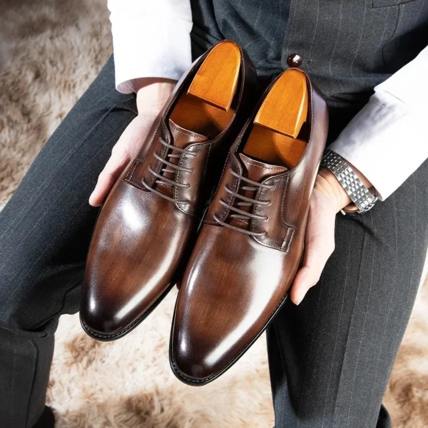 Italiaanse Derby Leren Herenschoenen - Colt, Stijl en Elegantie