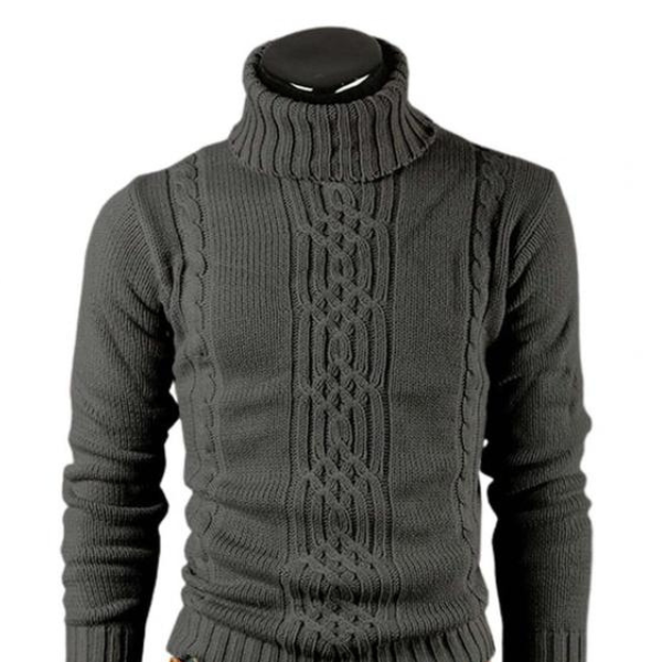 Aaron - Pull col homme avec motif torsadé & tricot doux