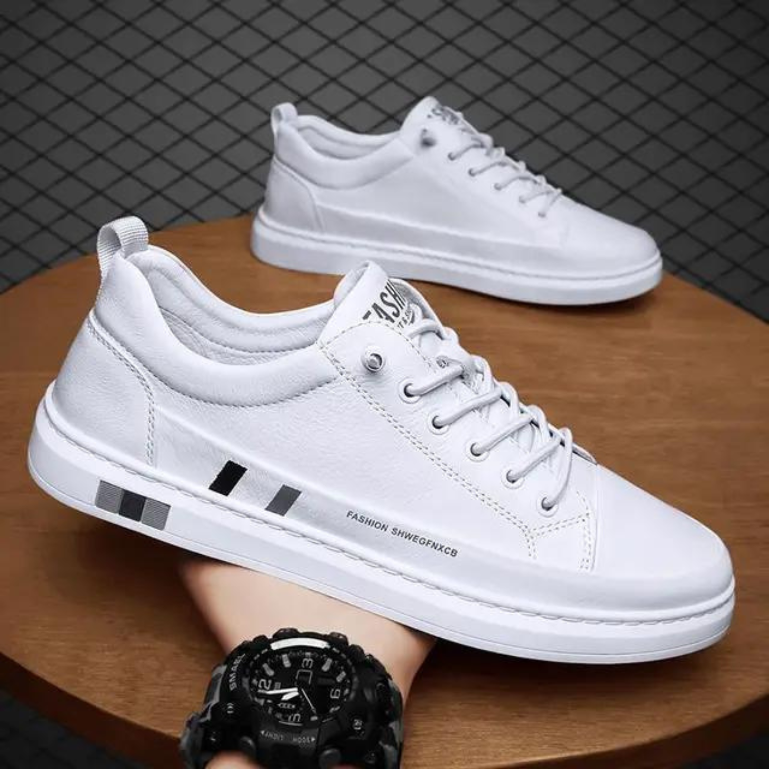 Mubilux Sunset Collection - Leren heren sneakers met letterdruk