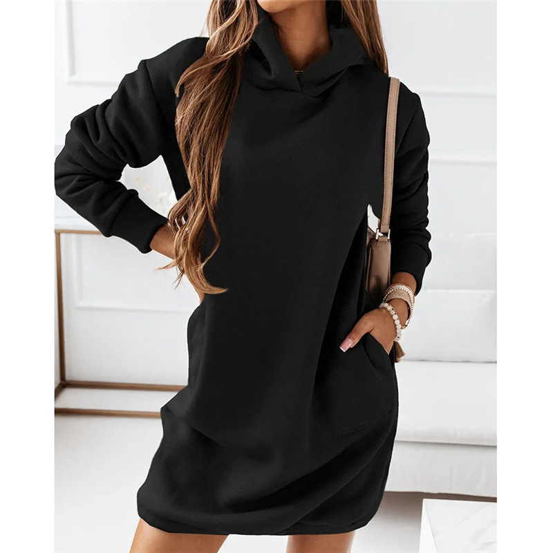 Tessa – Hoodiejurk voor dames met capuchon en zakken, losvallend model