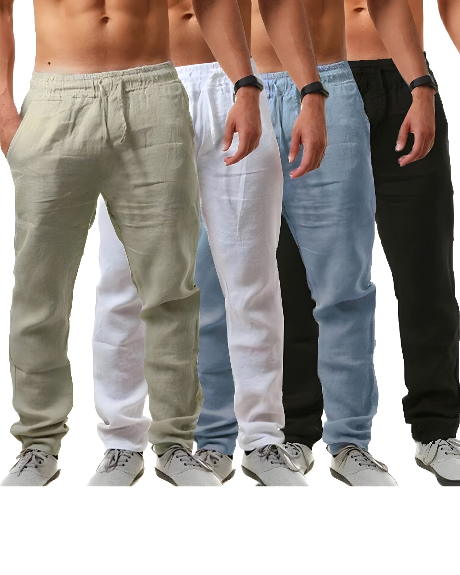 Pantalon décontracté en lin pour hommes Mubilux