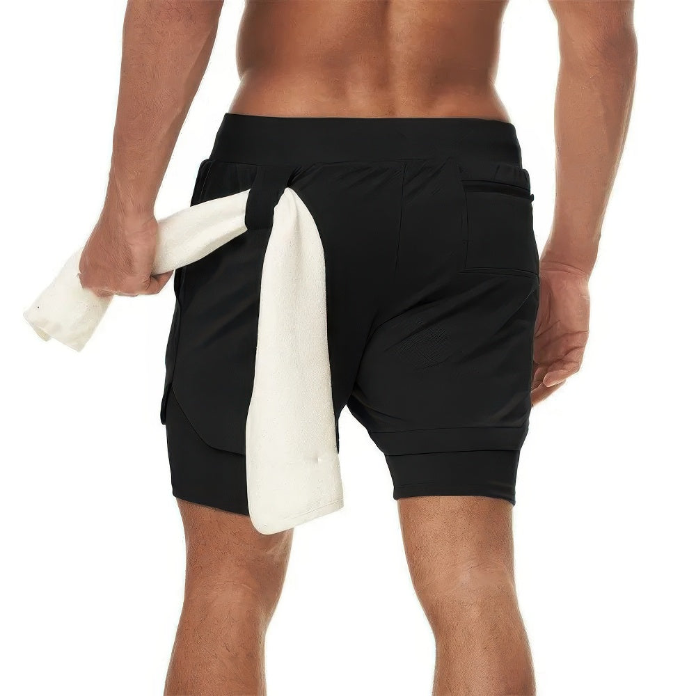 Mubilux heren camo 2-in-1 sneldrogende sportbroek