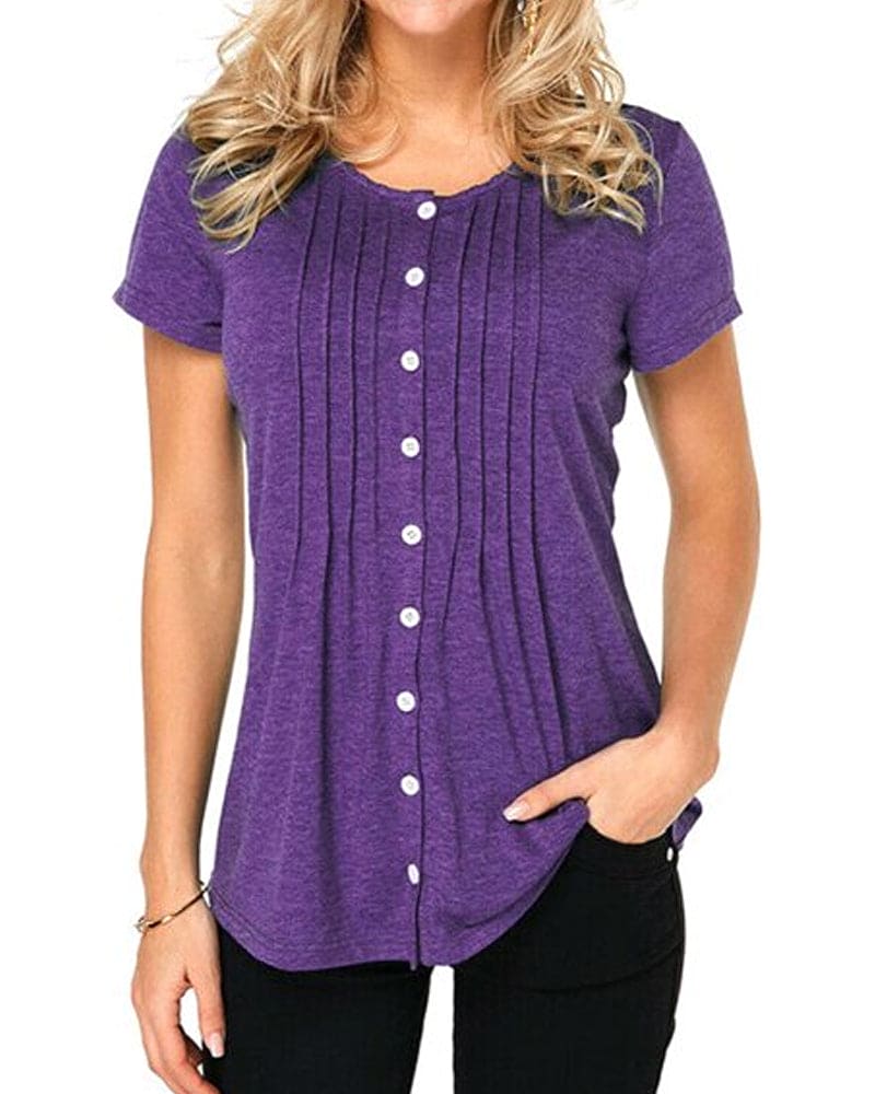 Blouse Mubilux avec boutons, col rond et manches courtes