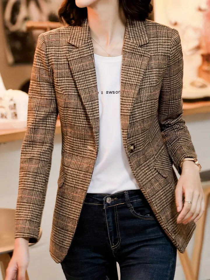 Mubilux Carlin - Geruite blazer met revers en één knoop