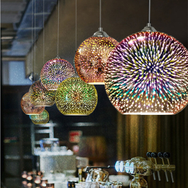 Mubilux ChromaGlow | Moderne 3D vuurwerk glazen hanglamp voor een uitbarsting van kleur en creativiteit