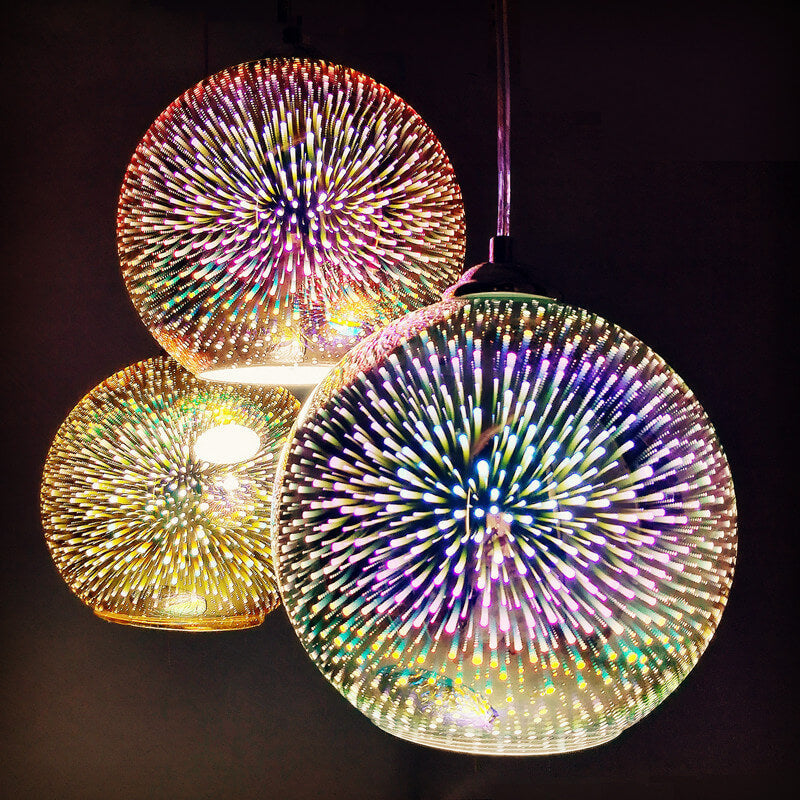 Mubilux ChromaGlow | Moderne 3D vuurwerk glazen hanglamp voor een uitbarsting van kleur en creativiteit