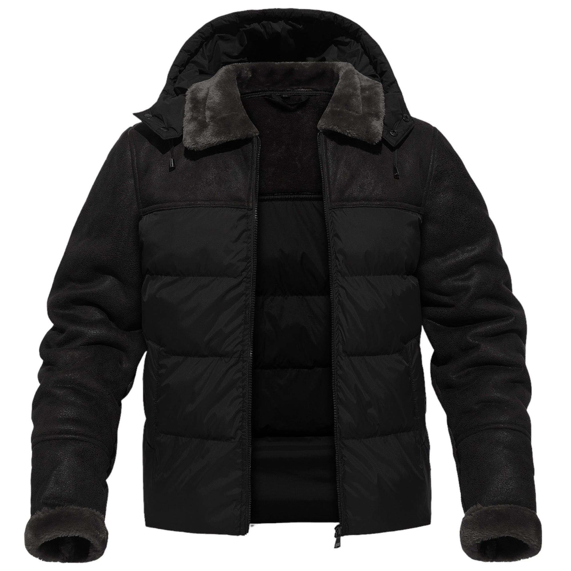 Mubilux Artic - Heren Leren Jas met Capuchon van Imitatiebont, Warm en Stijlvol voor Winterdagen
