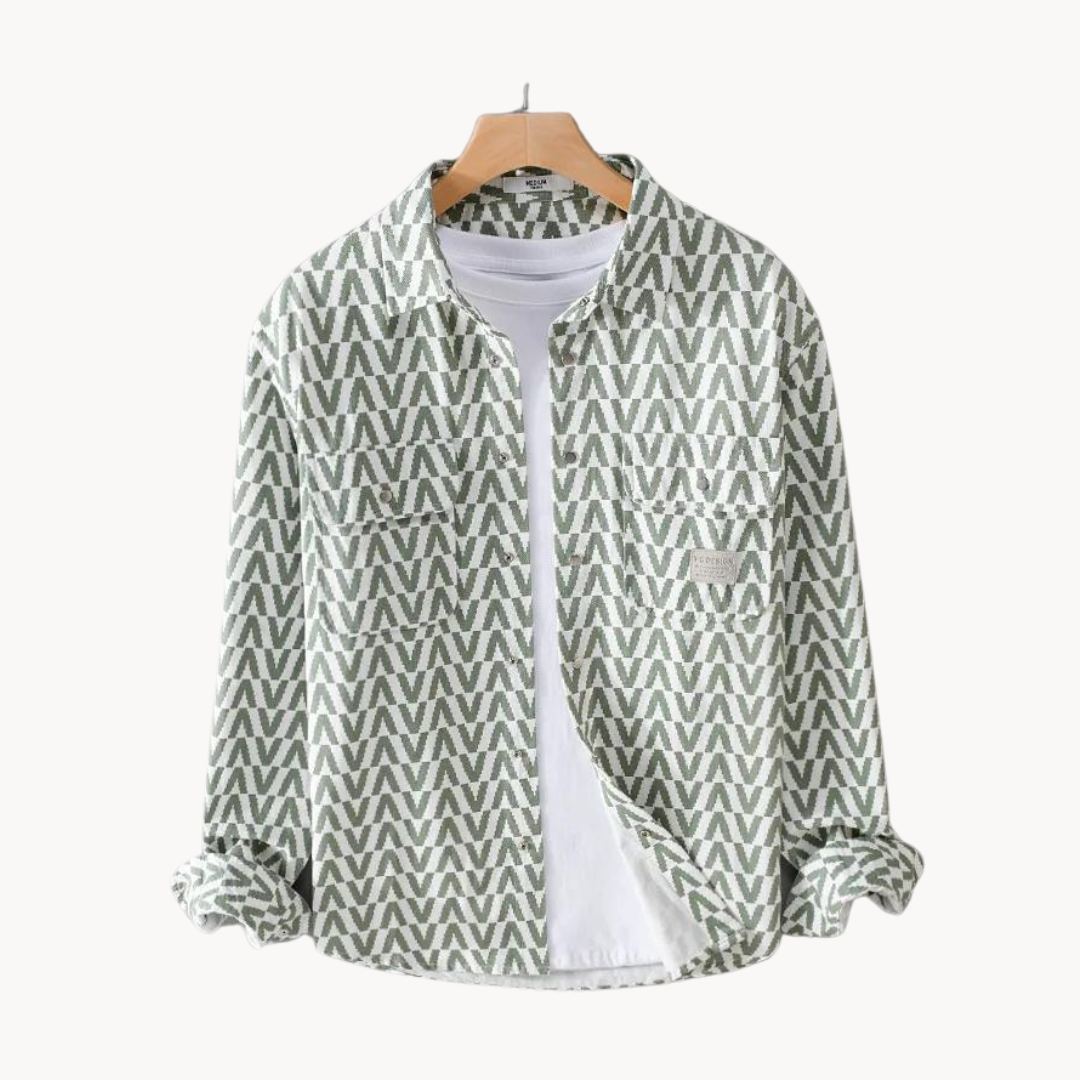 Kjell Katoenen Chemise | Design Patchwork et Imprimés Géométriques
